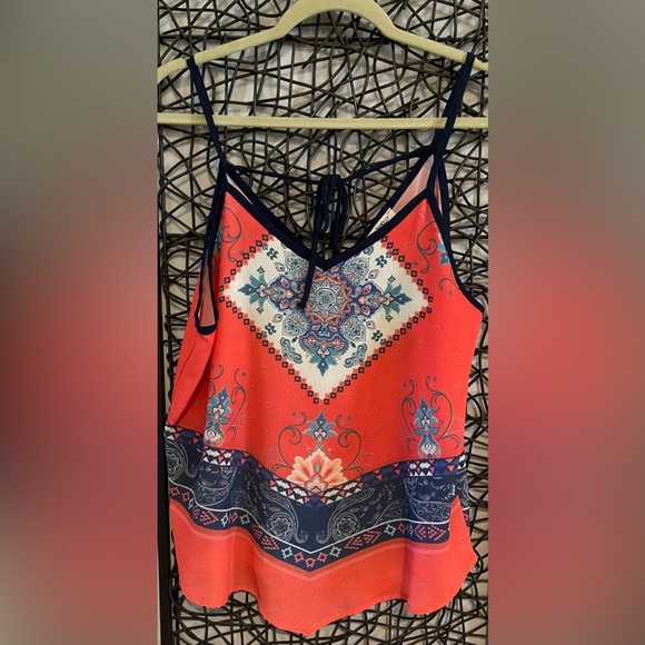 Miley & Molly Tank in Coral Red & Navy - Picture 1 of 4